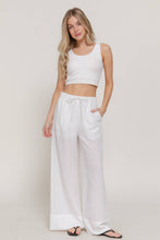 Off White Waist Band With String Linen Effect Palazzo Pants