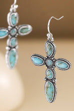 Western Cross Semi Stone Earrings: TQ-TURQUOISE