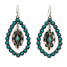 Aztec Pendant Turquoise Teardrop Ring Earrings: Pink