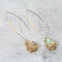 Peach Teardrop Stone Cluster Long Drop Earrings