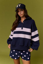 Navy Lilac Lottie Stripe Rugby Pullover