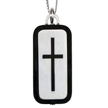 Kerusso Mens Necklace John 3:16 Cross: Silver/Black