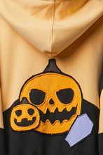 Mustard Colorblock Pumpkin Graphic Zip-Up Hoodie