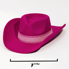 Zig Zag Ribbon Strap Cowboy Hat: Fuchsia