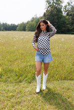 Black Checkerboard Mesh Top
