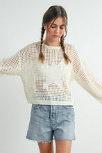 Ivory Crew Neck Crochet Sweater