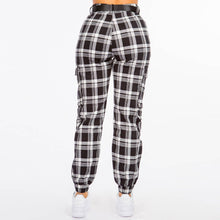 Red Black High Waist Plaid Patter Joggers