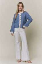 CONTRAST SCALLOP TRIM SWEATER CARDIGAN Latte