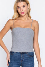 Celadon Green Straight Neck Two Ply Rib Knit Cami Top