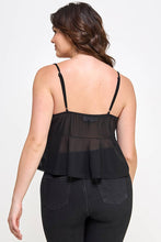 Black Plus Size Baby Doll Mesh Rhinestone Top
