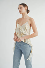 Gold Metallic Asymmetrical Ruffle Cami Top