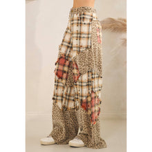 Cream Washed Plaid Leopard Oli+Hali Pants