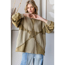 Olive Washed Star Patchwork Soft Oli+Hali Pullover