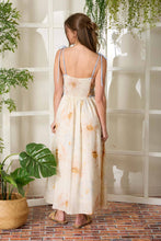 Cream Multi Watercolor Floral Spaghetti Strap Midi Dress
