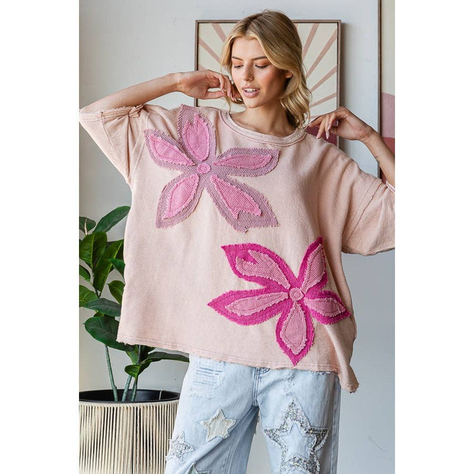 Blush Washed Flower Patchwork Oli+Hali Top