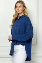 Navy Oversized Boyfriend Light Weight Air flow Button Up Shirt