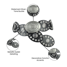 Leather Disc Belt with Western Silver Grommet