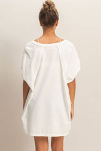 Off White Oversized V-Neck Mineral Washed Top