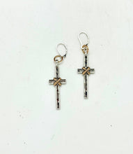 Earring Alloy Plated Multi Metal Cross Large w/Closed Hook