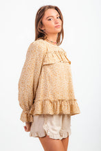 Lavender Floral Print Ruffle Blouse