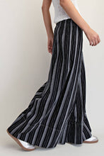 Black White Stripe Wide Leg Crop Pants