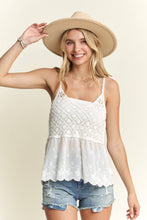 White Crochet V Neck Tank Top