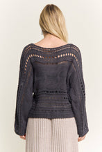 Charcoal Grey Crocheted Open Knit Pullover