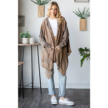 Coffee Mix Media Lace Hooded Long Sleeve Oli+Hali Cardigan