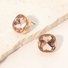 Green Square Cut Gem Evening Stud Earrings