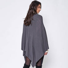Charcol Shoulder Strap Solid Ruana Poncho