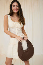 Natural Lace Trim Sleeveless Button Down Eyelet Top
