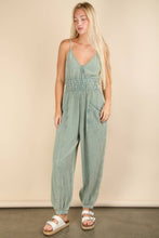 Mauve Mineral Washed Cotton Gauze Casual Jumpsuit
