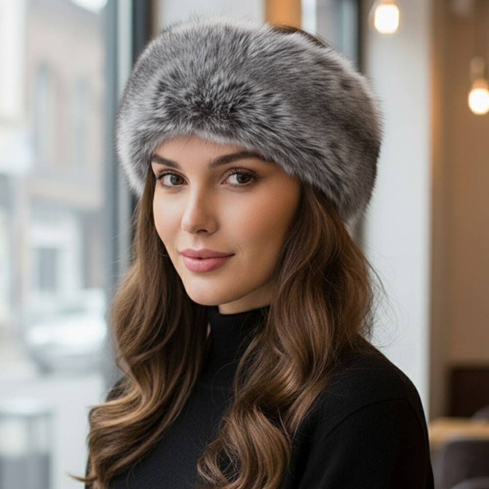White Elegant Faux Fur Winter Headband Earmuff