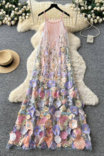 Pink Floral Sleeveless Casual Maxi Dress