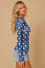 Stars and stripes Colorblock Mesh Long Sleeve Top