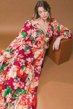 Burgundy printed woven maxi dress