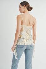 Gold Metallic Asymmetrical Ruffle Cami Top