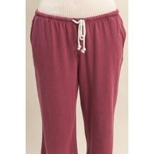 Dark Cherry Mineral Washed Drawstring Waist Relaxed Pants