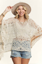 Beige Shoulder Boat Neck Crochet Lace Blouse