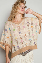 Beige Latte V-neck sleeveless flower outseam thin sweater POL top
