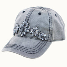 Gray Wax Cotton Dad Cap with Bejewelled Glitz: