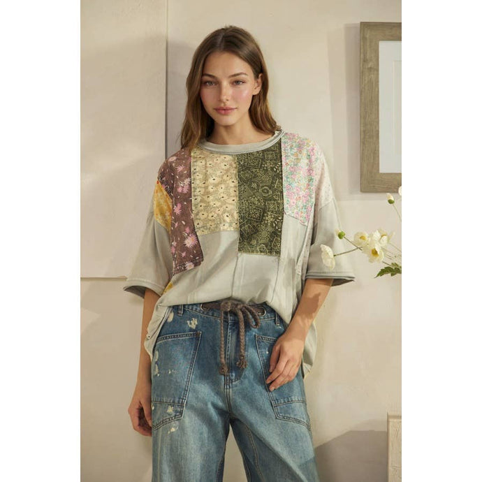 Light Blue Washed Patchwork Oli+Hali Tee