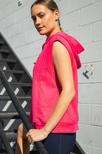 Flamingo Pink Sleeveless French Terry Oversized Hoodie