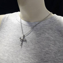 Rustic Nail Cross Necklace on Ball Chain