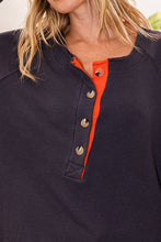 Charcoal  Contrast Placket Oversize Bucketlist Tunic Top