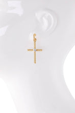Two-Tone Rope Cross Charm Earrings: GD-GOLD