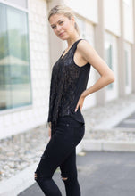 Black W.A.Y Sequin Fringe Tank Top