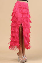 Fuchsia Fringe Skirt-Western Fringed Piñata Midi Skirt