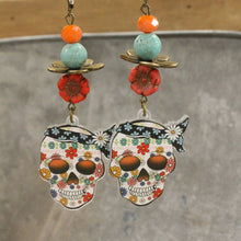 Skulls & Daisies Dangle Drop Earrings
