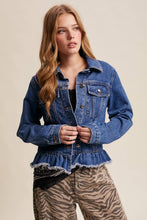 Blue Haze Ruffled Hem Denim Jacket